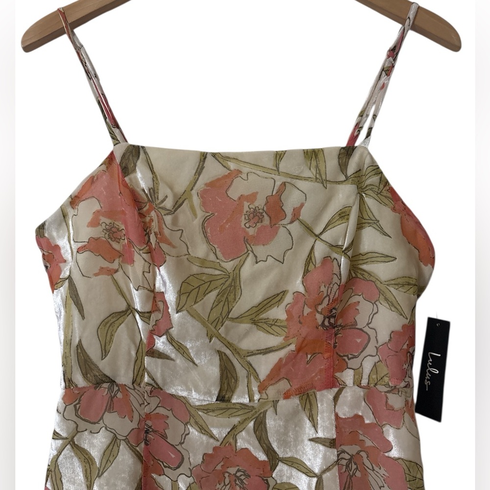 Lulus Daylight Dance Cream Floral Print Velvet Mini Dress Sz Large - Picture 9 of 15